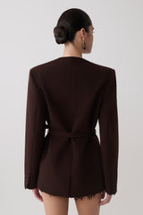 Darcie Drop Shoulder Suiting Blazer - Dark Chocolate