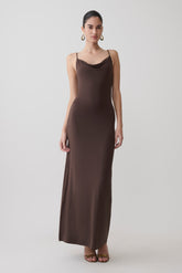 Joni Cowl Maxi Dress - Bitter Chocolate