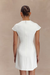 Remi Suiting Mini Dress With Floral Hardware - White