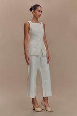 Kaitlyn Cropped Wide Leg Jeans - White