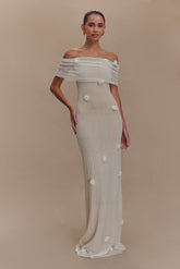 Brynn Orchid Knit Maxi Dress - Ivory