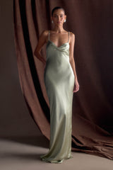 Lilly Sweetheart Satin Maxi Dress - Sage