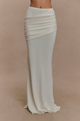 Irene Gathered Knit Maxi Skirt - Ivory