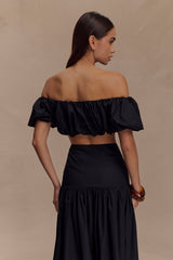 Autumn Off Shoulder Bubble Top - Black