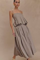 Mae A-Line Midi Skirt - Pebble Brown