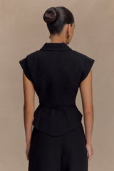 Andina Shortsleeve Linen Top - Black