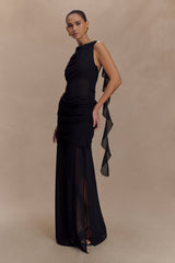 Daria Draped Chiffon Maxi Dress - Black