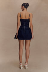 Cheyenne Scallop Denim Mini Dress - Indigo Blue