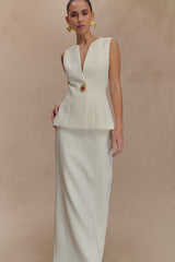 Angelie Suiting Maxi Skirt - Ivory