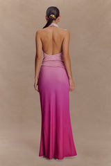 Bruna Slinky Fishtail Maxi Skirt - Ombre Pink