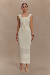 Madeline Scallop Knit Midi Skirt - Ivory