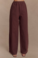Janayia Cotton Wide Leg Pants - Dark Espresso