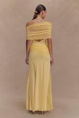 Gabrielle Slinky And Mesh Maxi Dress - Lemon