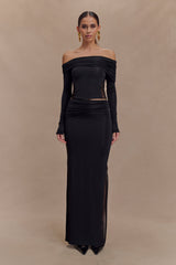Judy Slinky And Mesh Maxi Skirt - Black