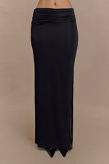 Judy Slinky And Mesh Maxi Skirt - Black