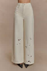 Carmella Embroided Jeans - Ecru