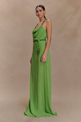 Elaine Chiffon Beaded Maxi Dress - Green