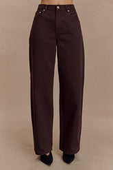 Mannon Mid Rise Denim Jeans - Chocolate