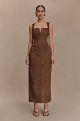 Liam Faux Suede Maxi Dress - Dark Chocolate