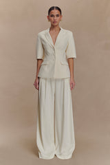Opal Puff Sleeve Suiting Top - Ivory