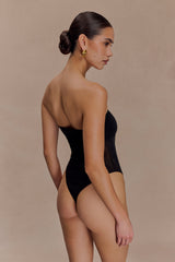 Aoife Strapless Mesh Bodysuit - Black