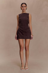 Bexley Draped Mini Dress - Dark Chocolate