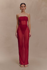 Aoife Mesh Maxi Skirt - Raspberry