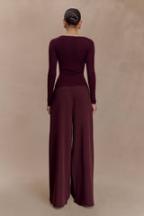 Culver Draped Twist Knit Top - Wine
