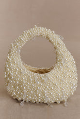 Amara Pearl Teardrop Beaded Bag - White