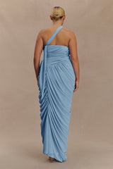 Micaela Chiffon Gathered Maxi Dress - Alaskan Blue