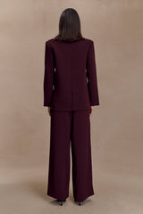 Arlo Wide Leg Suiting Trouser - Mahogany