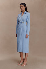 Mikaila Asymmetric Shirt Dress - Blue
