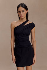 Anna One Shoulder Modal Top - Black