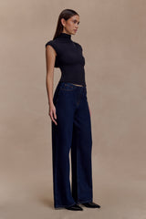 Freesia High Neck Sleeveless Top - Black