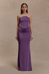 Madison Strapless Slinky Maxi Dress - Purple