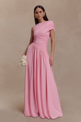 Ayeshya Slinky Asymmetric Maxi Dress - Candy Pink