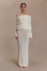 Marisol Off Shoulder Boucle Maxi Dress - Ivory