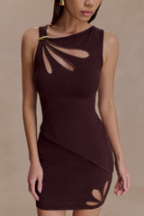 Brock Knit Cut Out Mini Skirt - Dark Chocolate
