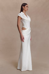 Saphira Shirt Corset Maxi Dress - White