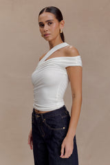 Anna One Shoulder Modal Top - White