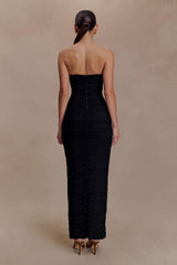 Jianna Strapless Mesh Maxi Dress - Black