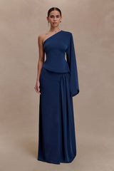 Vivica Slinky Gathered Maxi Skirt - Midnight Navy