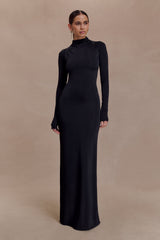 Kiyah Slinky Cut Out Maxi Dress - Black