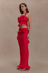 Samira Knit Wired Maxi Skirt - Red