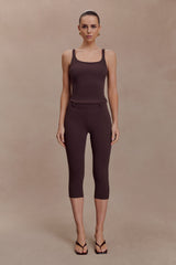 Blanca Stretch Crepe Capri Pants - Chocolate