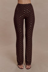 Jackie Diamante Straight Leg Pants - Chocolate