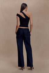 Anna One Shoulder Modal Top - Black