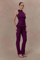 Diya Ribbed Sleeveless Top With Wire Hem - Plum