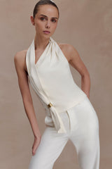 Marina Halter Top With Hardware - Ivory