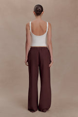 Janayia Cotton Wide Leg Pants - Dark Espresso